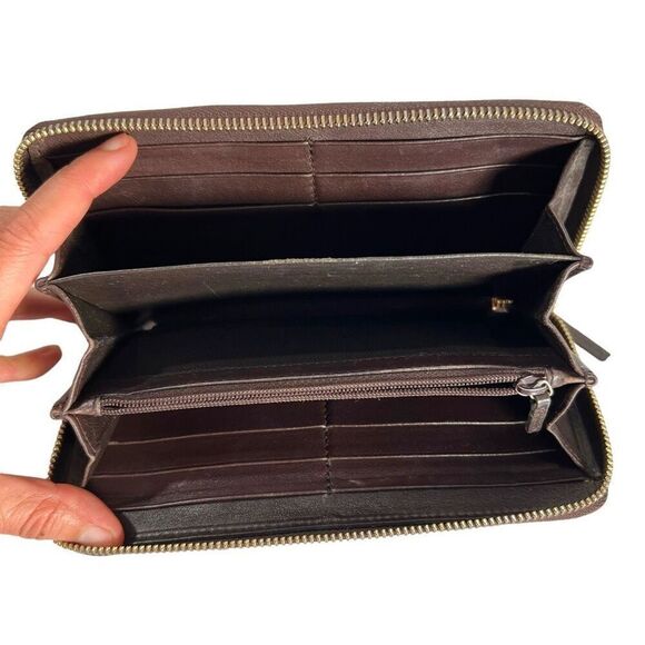 GUCCI Brown Leather Authentic Guccissima Monogram Long Zippered Wallet - Picture 4 of 12